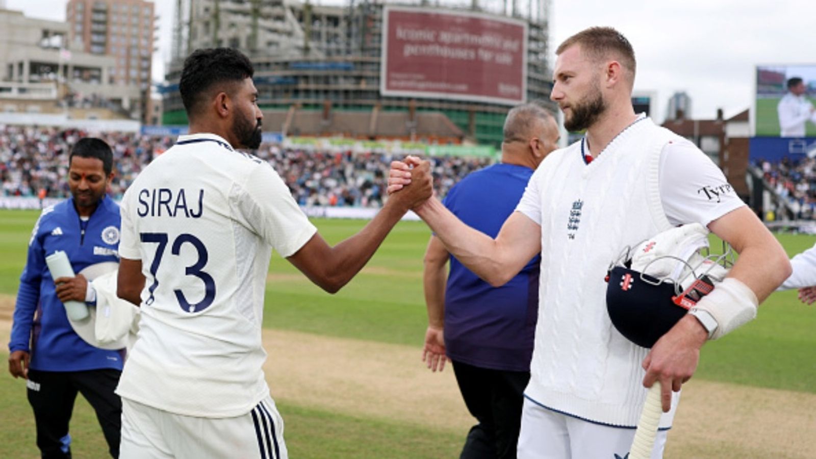 No Virat Kohli and Rohit Sharma but Anderson-Tendulkar Trophy 2025 breaks record for most-watched Test series on any digital platform, peak recorded on final day Mohammed Siraj of India interacts with Gus Atkinson of England after victory on Day 5 of the 5th Test Match at The Oval on August 04, 2025 in London, England.