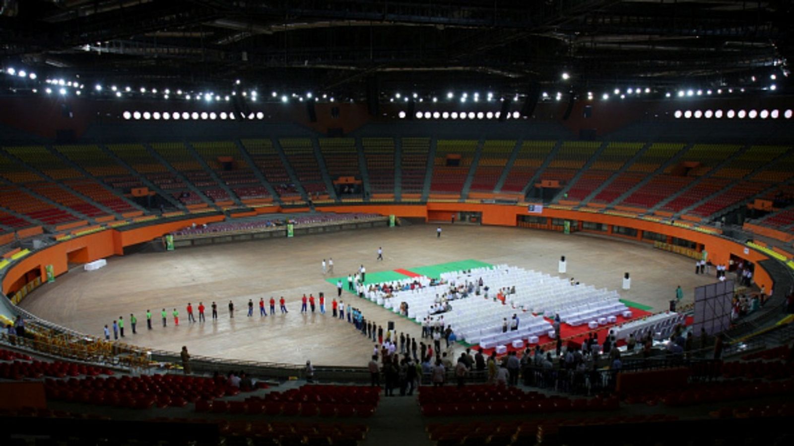 India gets green signal from IOA to bid for 2030 Commonwealth Games, intend to 'feature traditional and indigenous sports' General view of The Indira Gandhi Indoor Gymnastics Stadium with a seating capacity of 15,000 during a inauguration ceremony ahead of the forthcoming Commonwealth Games 2010 in New Delhi.