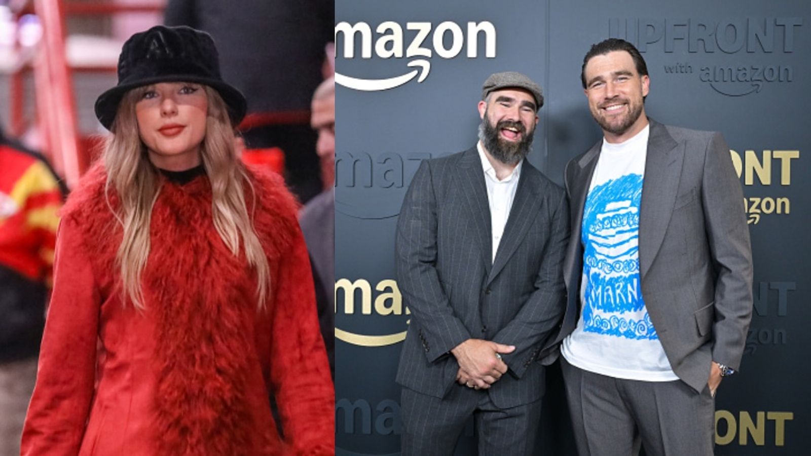 Everything we know about Taylor Swift’s new album revealed on Jason & Travis Kelce’s New Heights podcast Taylor Swift, Travis Kelce, and Jason Kelce in the frame (Images via Getty)