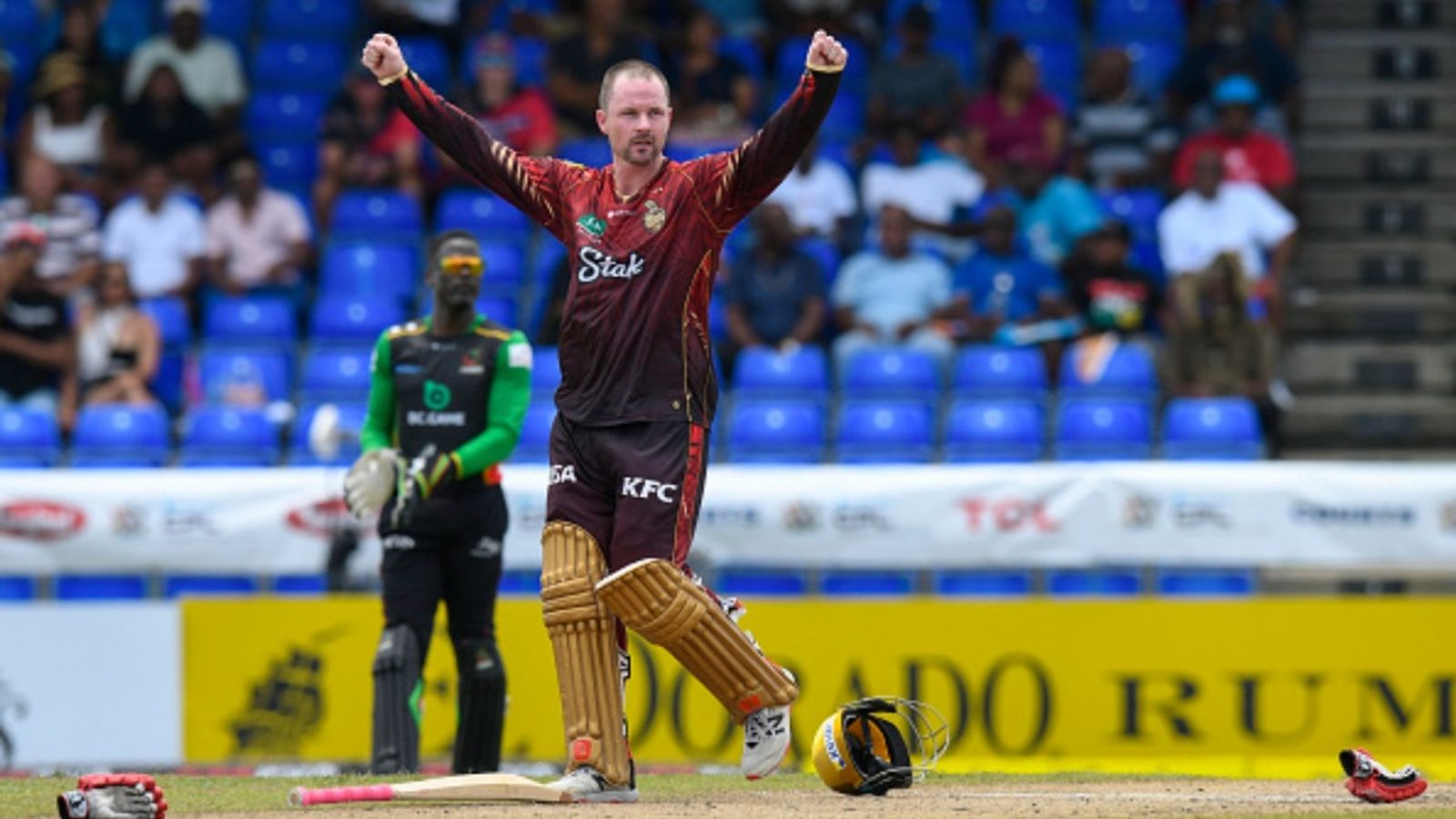 No IPL game since 2019, Kiwi star smashes 57-ball 120 in Trinbago Knight Riders' 12-run win, surpasses Babar Azam on this list Colin Munro of Trinbago Knight Riders celebrates his century during the Caribbean Premier League match 4 against Saint Kitts and Nevis Patriots at Warner Park on August 17, 2025 in Basseterre,