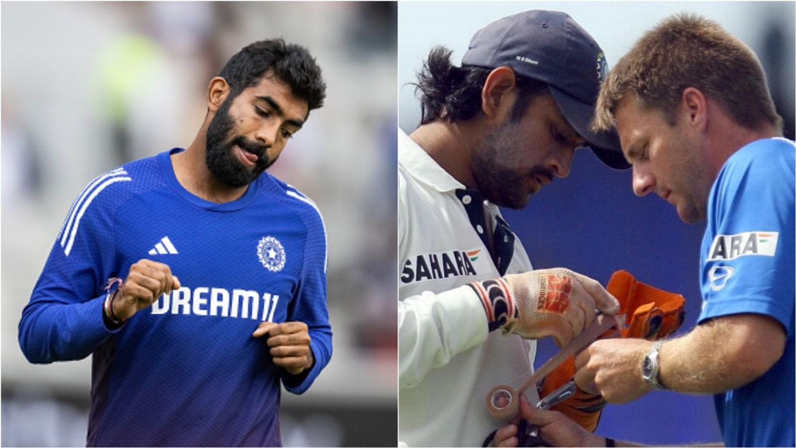 'What we need to think about is not Bumrah for the next series or...': Team India's former physio weighs in on pacer's workload controversy Jasprit Bumrah during a training session; MS Dhoni gets medical attention from physio John Gloster.