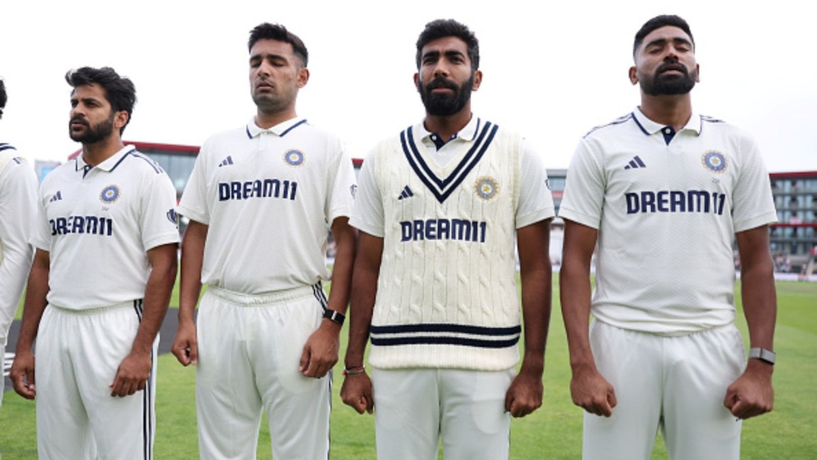Running instead of gym workouts for fast bowlers, Team India coach introduces Bronco Test for cricketers ahead of T20 Asia Cup 2025: Report Shardul Thakur, Anshul Kamboj, Jasprit Bumrah and Mohammed Siraj of India sing the National Anthem during Day One of the 4th Test against England at Old Trafford on July 23, 2025 in Manchester, England.