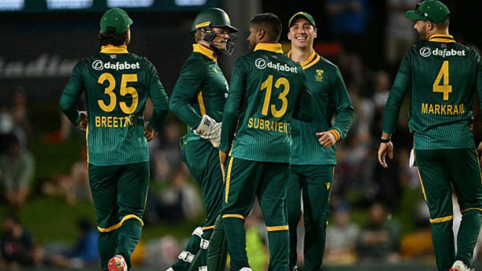 Big blow to South Africa as star all-rounder set to miss final 2 ODIs of the series against Australia South Africa's bowler Prenelan Subrayen (C) celebrates his wicket of Australia's Travis Head with teammates during the first one-day international (ODI) cricket match between Australia and South Africa at Cazaly's Stadium in Cairns