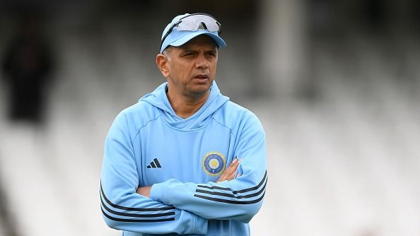India Head Coach Rahul Dravid looks on during India training prior to the ICC World Test Championship Final 2023 at The Oval on June 06, 2023 in London, England.