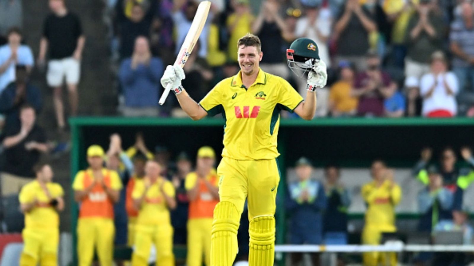 Cameron Green breaks Matthew Hayden's 18-year-old record for fastest ODI century vs South Africa, helps Australia post their 2nd highest ODI score Cameron Green of Australia celebrates his century during game three of the ODI series against South Africa at Great Barrier Reef Arena on August 24, 2025 in Mackay, Australia.
