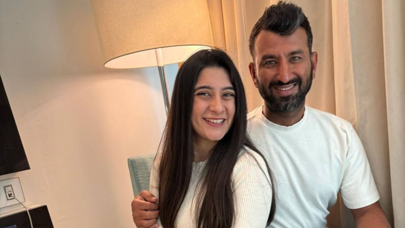 'Glad you always gave it your all...': Cheteshwar Pujara's wife shares heartfelt message after the 37-year-old's retirement Cheteshwar Pujara with his wife Puja Pabari