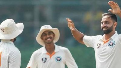 J&K pacer runs riot with historic double hat-trick in Duleep Trophy clash against Riyan Parag's team, joins Kapil Dev in elite list North Zone's Auqib Nabi (R) celebrates with his teammates in this frame