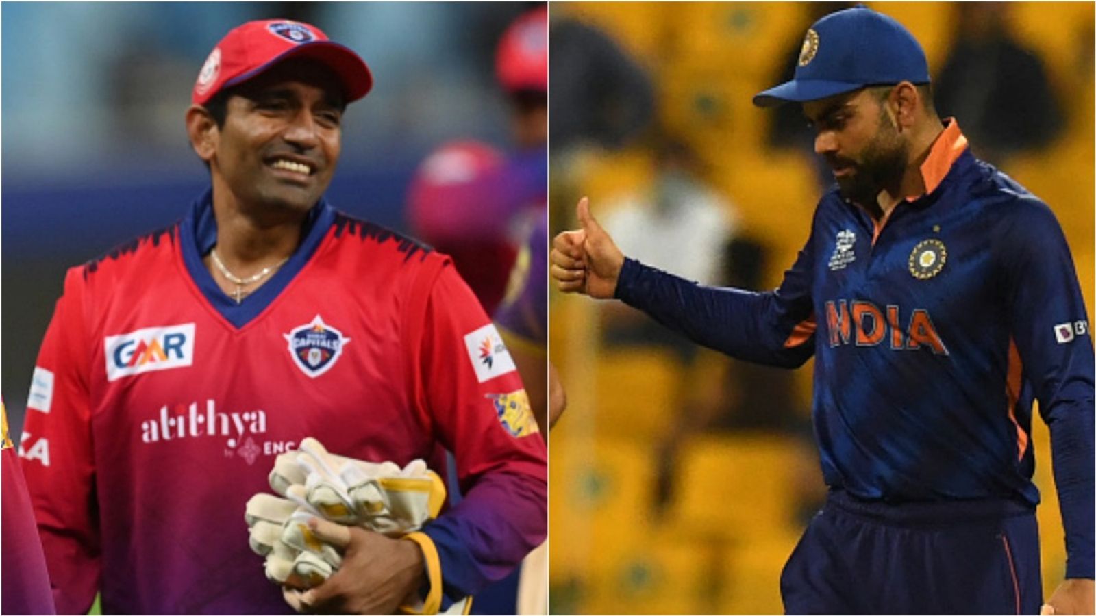 'I should've spoken to him before I spoke about it on national television': Robin Uthappa rues his comments on Virat Kohli's captaincy Former India batter Robin Uthappa; Virat Kohli gestures during a T20 match.