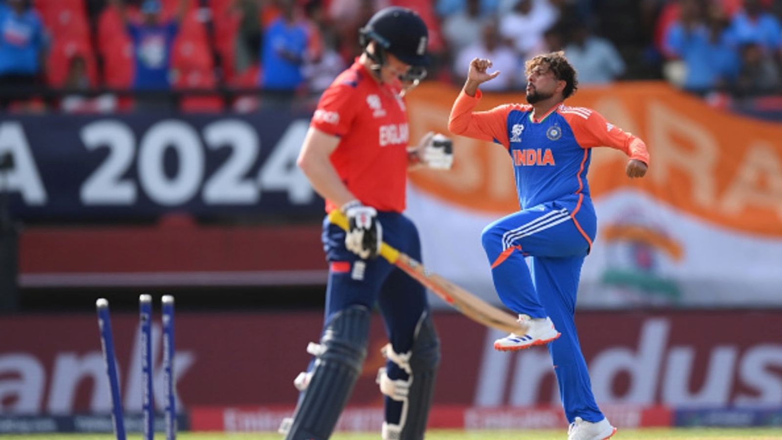 'I doubt if they're going to play Kuldeep Yadav': Ex-India spinner predicts India's playing XI in T20 Asia Cup 2025 won't feature star bowler Kuldeep Yadav of India celebrates the wicket of Harry Brook of England during the ICC Men's T20 Cricket World Cup West Indies & USA 2024 Semi-Final match at Providence Stadium on June 27, 2024 in Georgetown, Guyana.
