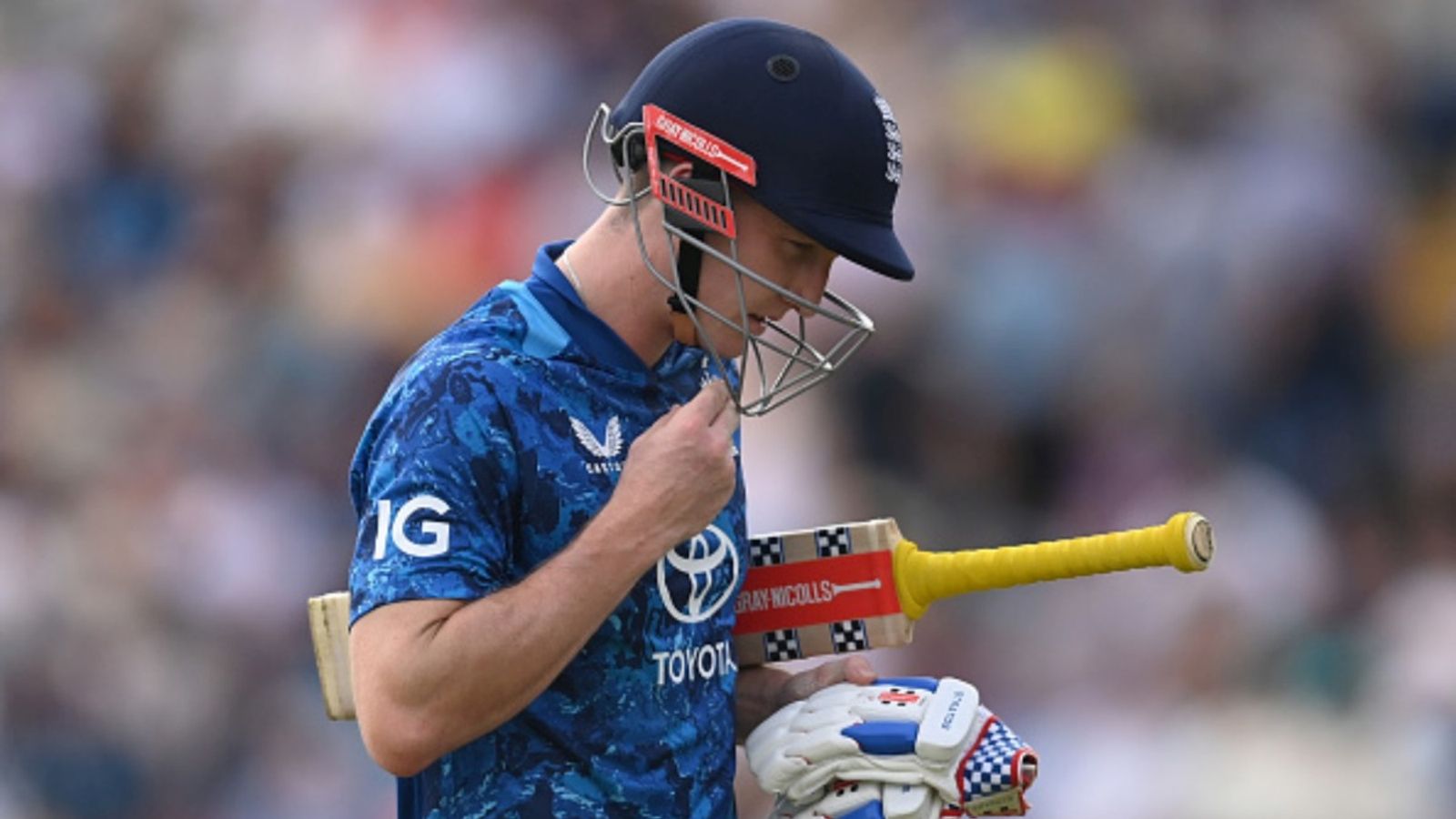 'You can't get go hell for leather like in a T20 or...': Ex-England captain slams Harry Brook's men for 131 all out against South Africa Harry Brook of England leaves the field after being dismissed during the 1st ODI against South Africa at Headingley on September 02, 2025 in Leeds, England.