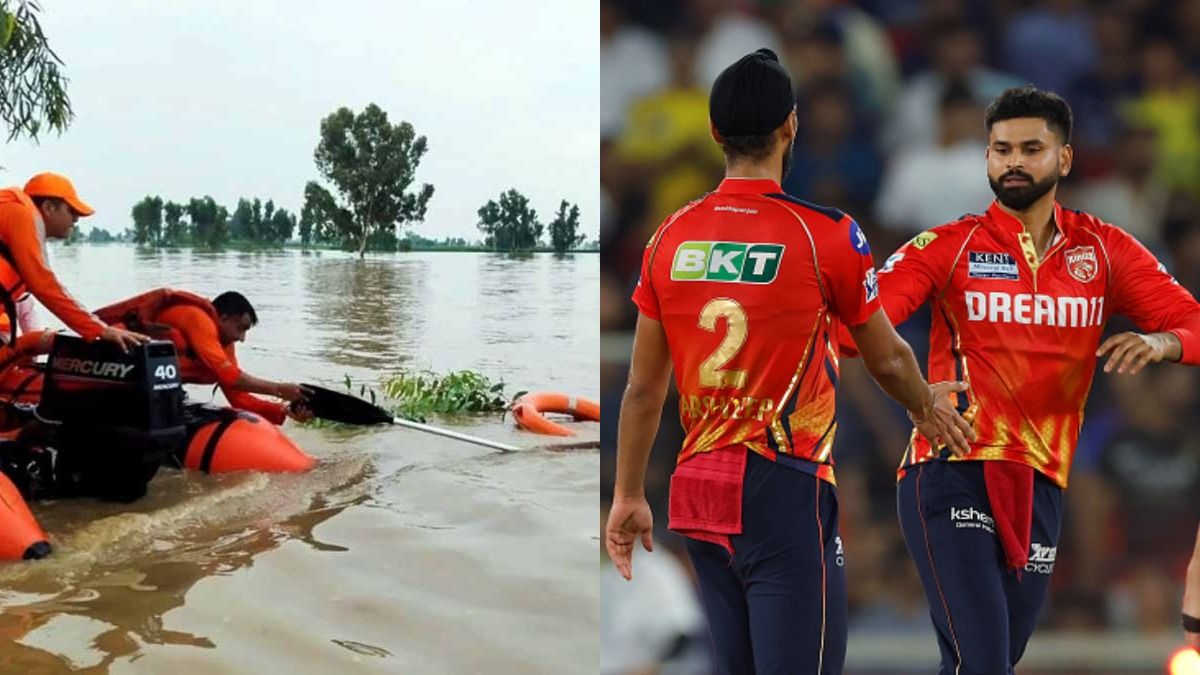 PBKS extends a helping hand as franchise donates ₹33.8 lakh towards flood relief and rehabilitation in Punjab In picture: NDRF saving a person and Shreyas Iyer along with Arshdeep Singh