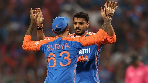 India's Axar Patel (R) and Suryakumar Yadav in this frame