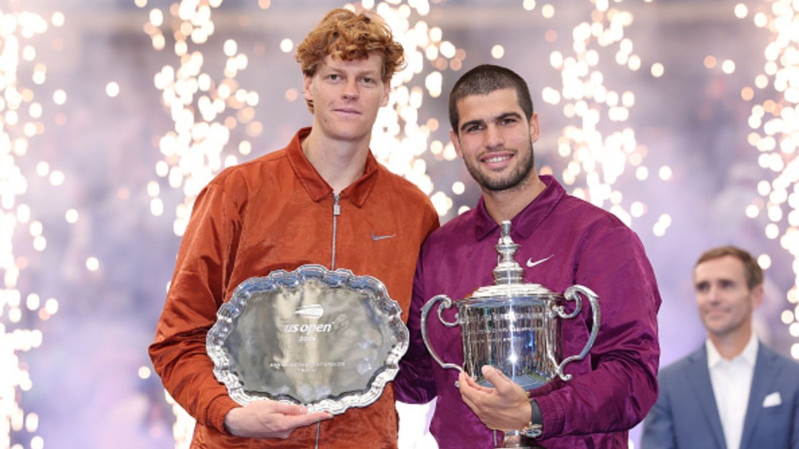 Carlos Alcaraz enjoys extra support from a special Spanish fan during US Open final vs Jannik Sinner Carlos Alcaraz and Jannik Sinner in the frame (Image via Getty)