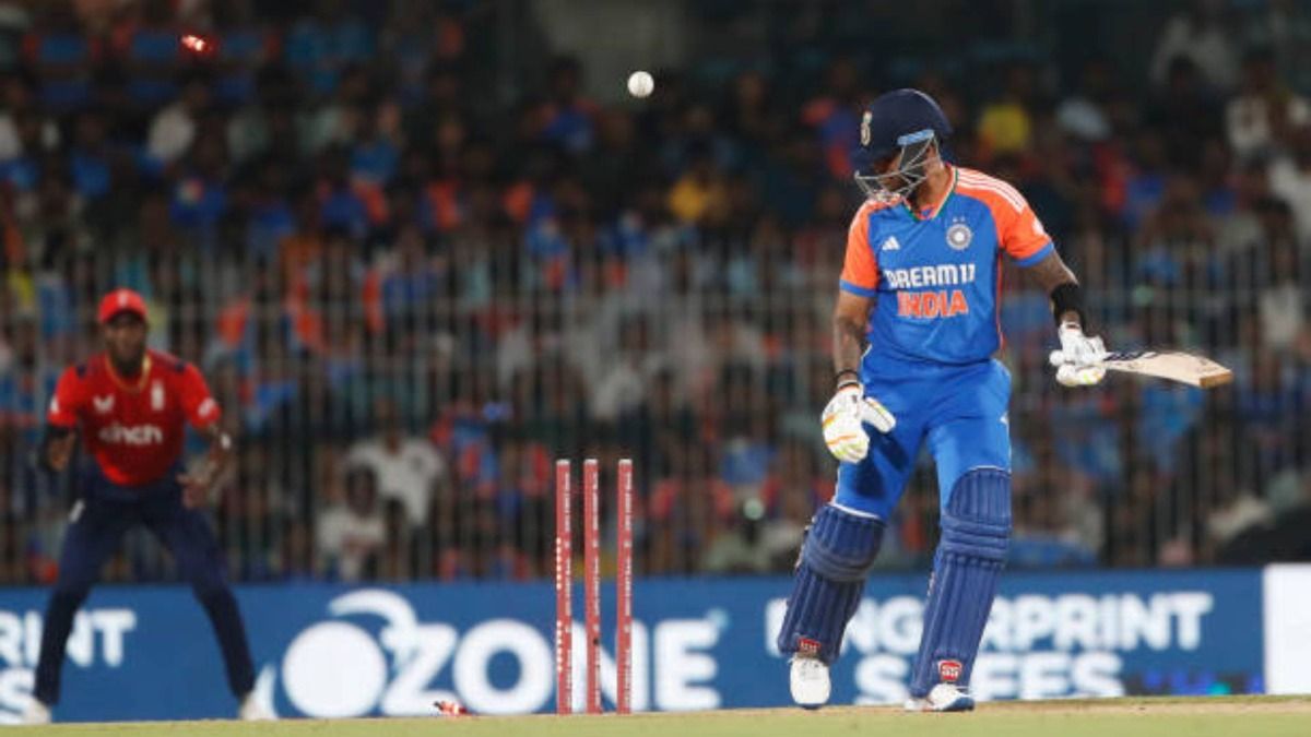 Suryakumar Yadav captain of India bowled during the India and England - 2nd T20I match at MA Chidambaram Stadium on January 25, 2025 in Chennai