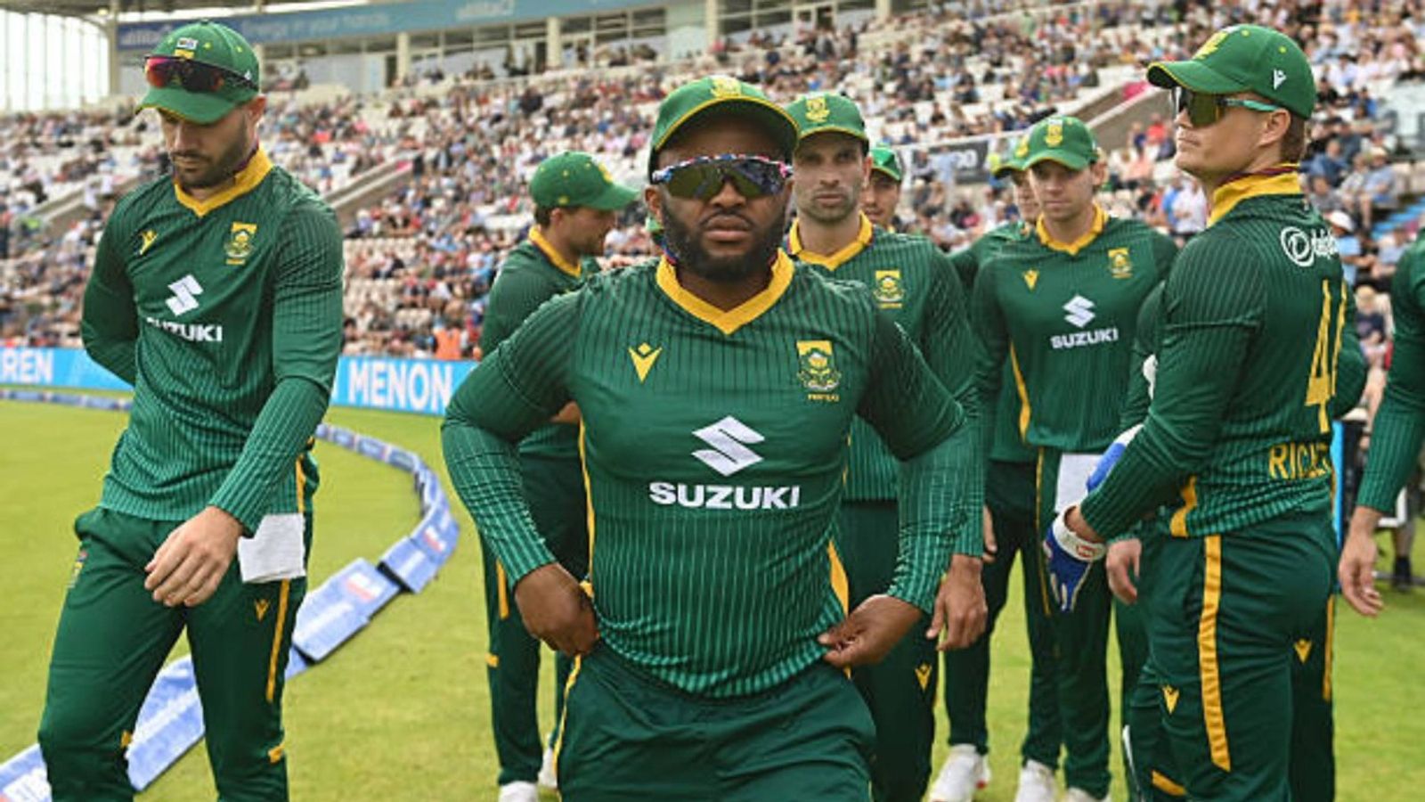 ICC slaps hefty fine on South Africa following horrific 342-run defeat against England in 3rd ODI Temba Bavuma of South Africa leads his team before walking on to the field before the 3rd Metro Bank ODI between England and South Africa at Utilita Bowl on September 07, 2025 in Southampton