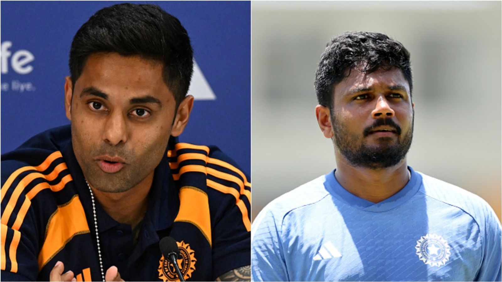 'Sir aapko playing XI message kar deta hun': Suryakumar Yadav's answer to whether Sanju Samson will play India’s Asia Cup opener against UAE Suryakumar Yadav speaks at a press conferece; Sanju Samson during a training session.