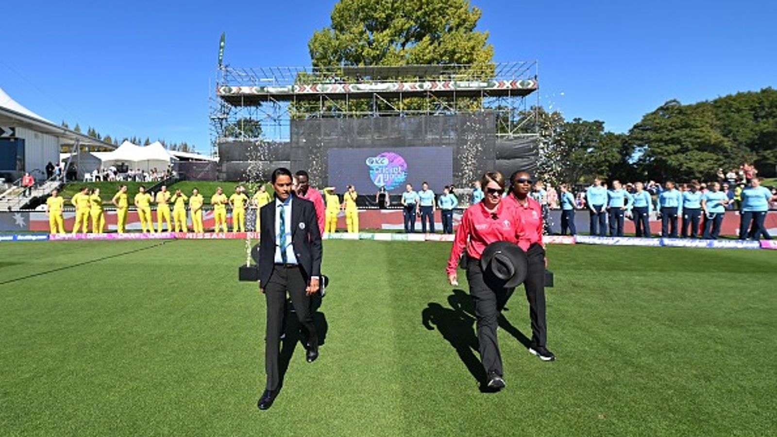 Women's World Cup to witness history as ICC announces first-ever all-female match official panel, 4 India stars in the line-up (L-R) Match referee GS Lakshmi and umpires Lauren Agenbag and Jacqueline Williams take the field in this frame