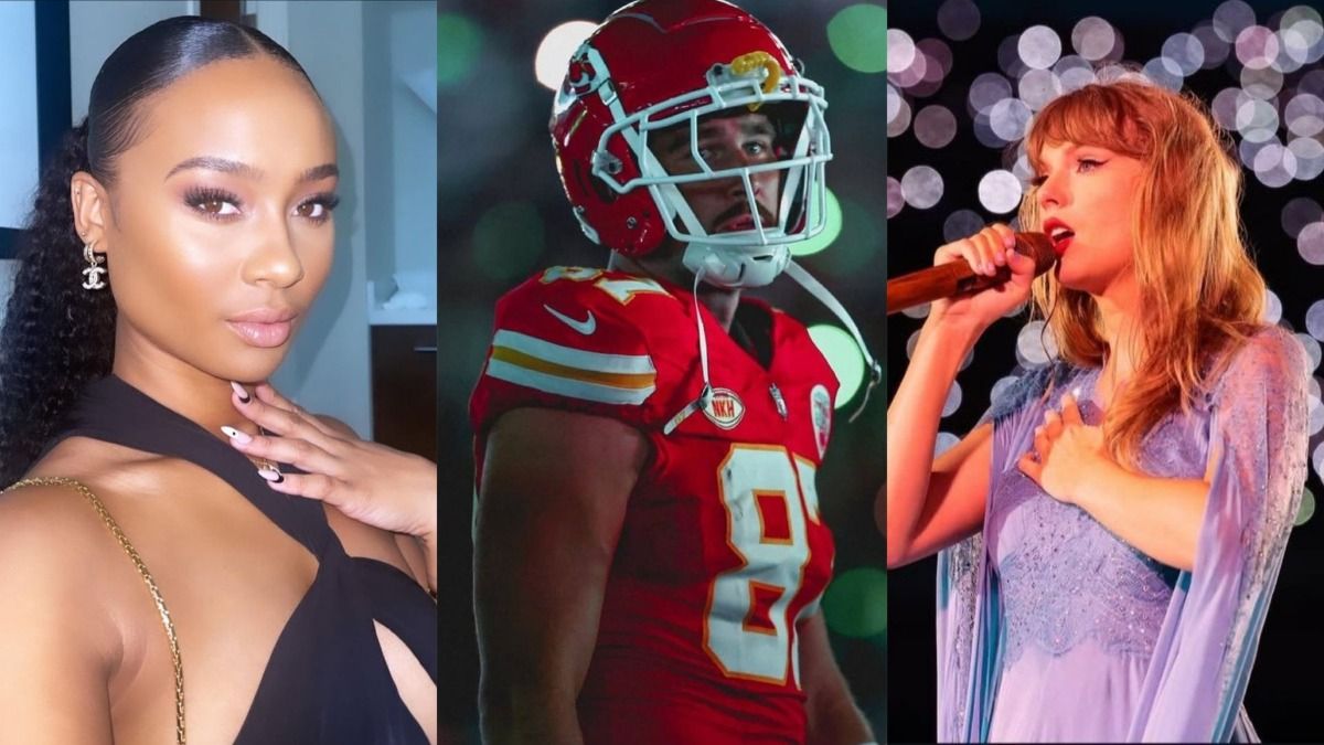 Travis Kelce’s ex-girlfriend Kayla Nicole reacts to Taylor Swift’s engagement during an awkward red-carpet moment