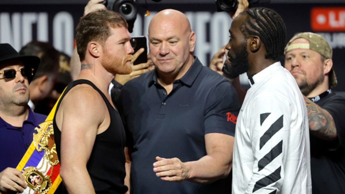 Dana White, Canelo Alvarez and Terence Crawford