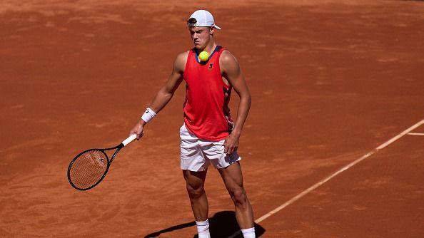 Holger Rune of Team Denmark trains prior to the 2025 Davis Cup Qualifier second round match between Spain and Denmark at Club de Tenis Puente Romano on September 12, 2025 in Marbella, Spain.