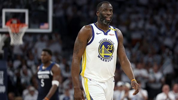 Draymond Green #23 of the Golden State Warriors reacts against the Minnesota Timberwolves during the second half in Game Five of the Western Conference Second Round NBA Playoffs at Target Center on May 14, 2025 in Minneapolis, Minnesota.