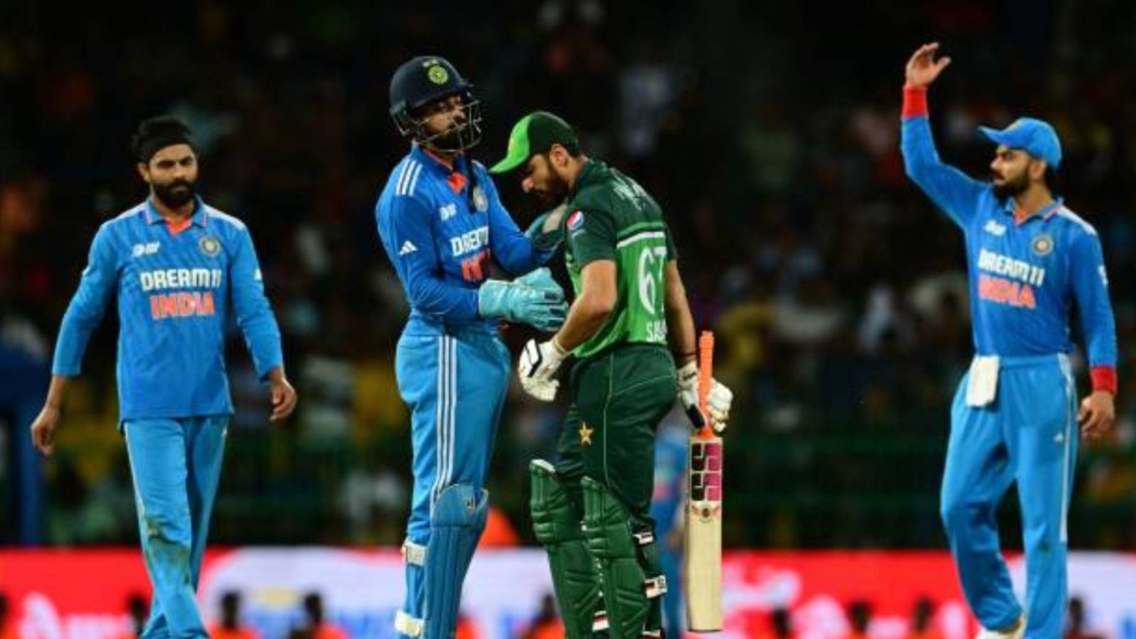 'Our record against them is very good...': India assistant coach shares confident statement ahead of Asia Cup clash against Pakistan India's KL Rahul (2nd-L) speakds with Pakistan's Agha Salman (2nd-R) after being hit by a ball during the Asia Cup 2023 super four one-day international (ODI) cricket match between India and Pakistan