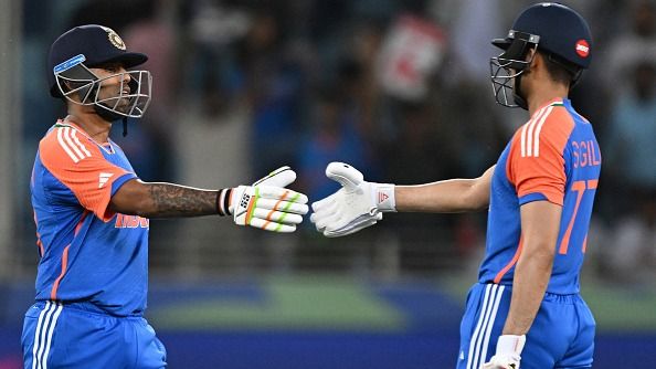 India's captain Suryakumar Yadav (L) and superstar batter Shubman Gill in frame