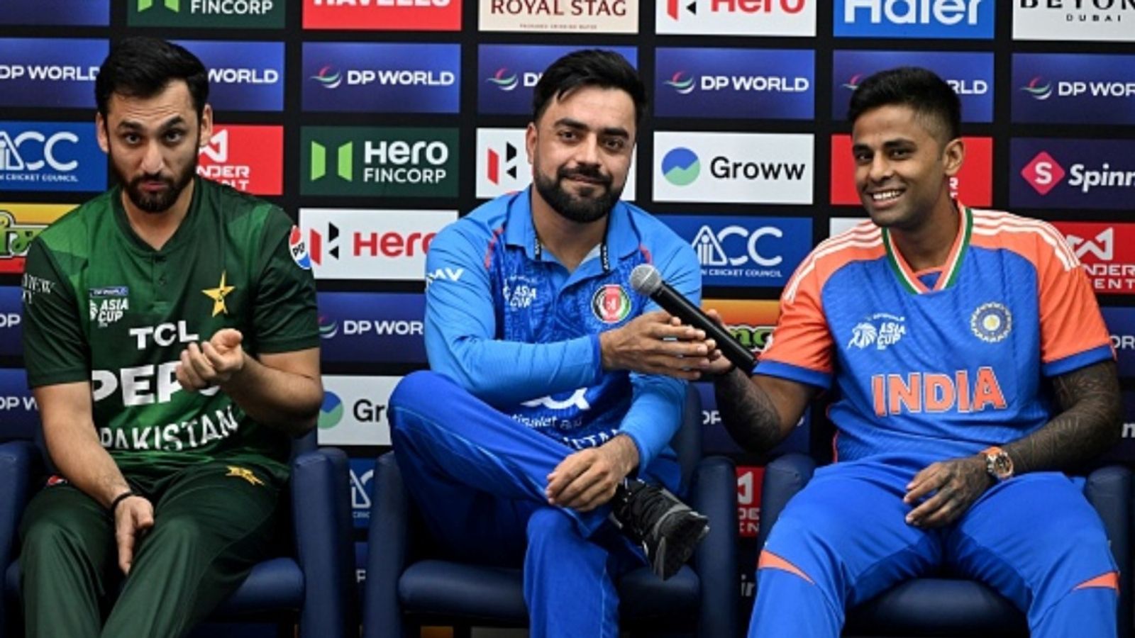 'It can be a befitting reply to all the incidents which we don't want to remember for long': BCCI secretary on controversy around India-Pakistan Asia Cup clash Pakistan captain Salman Agha (L) Afghanistan captain Rashid Khan (C) and India's captain Suryakumar Yadav attend a press conference of the Asia Cup 2025, at Dubai International Cricket Stadium on September 9, 2025.