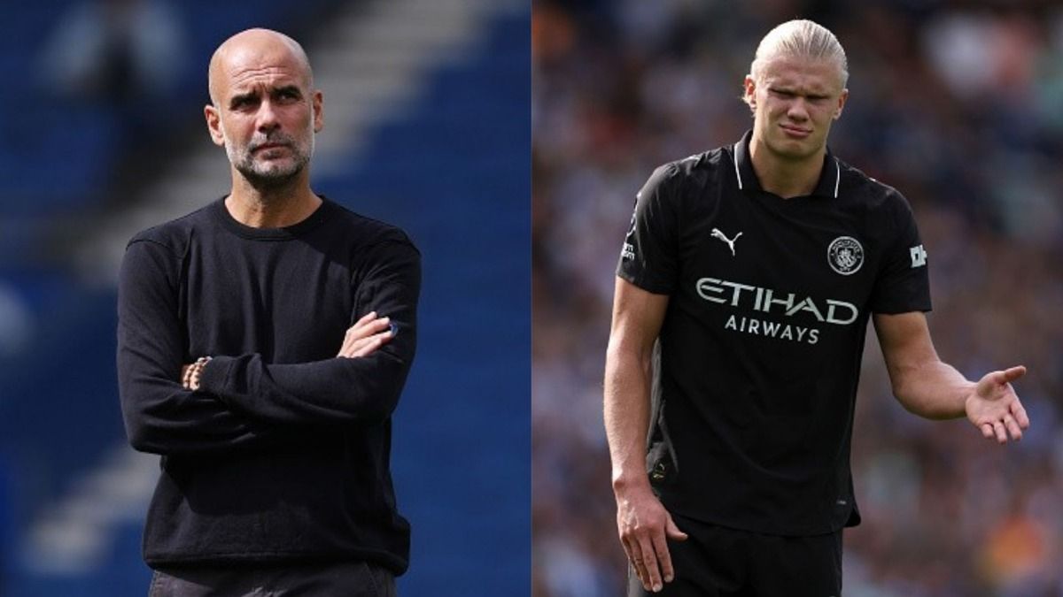 Erling Haaland and Pep Guardiola