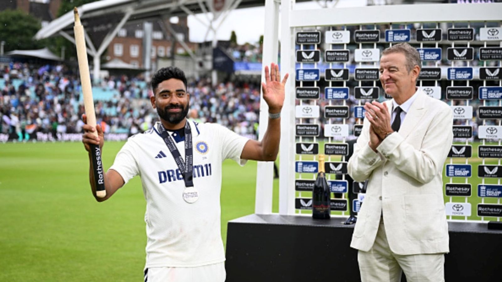 Mohammed Siraj beats New Zealand and West Indies pacers to become ICC's Player of the Month, says 'This award belongs as much to my...' Mohammed Siraj of India greets the crowd after being announced as the player of the match on day five of the 5th Test Match at The Oval on August 04, 2025 in London, England.