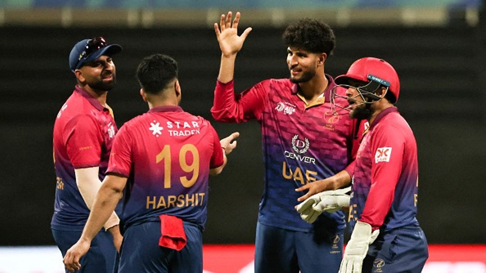 Waseem and Sharafu shine with fifties, Siddique grabs four as UAE defeat Oman by 42 runs to stay in race for Asia Cup 2025 Super Four UAE's players celebrate after the dismissal of Oman's Aryan Bisht during the Asia Cup 2025 Twenty20 international cricket match between United Arab Emirates and Oman at the Sheikh Zayed Cricket Stadium in Abu Dhabi on September 15, 2025.