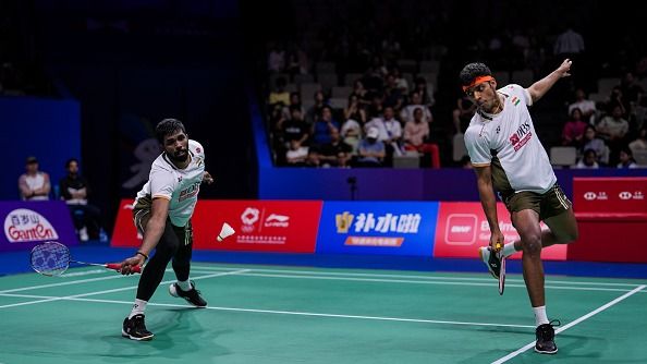 India's star shuttlers Satwiksairaj Rankireddy (L) and Chirag Shetty in action in this frame