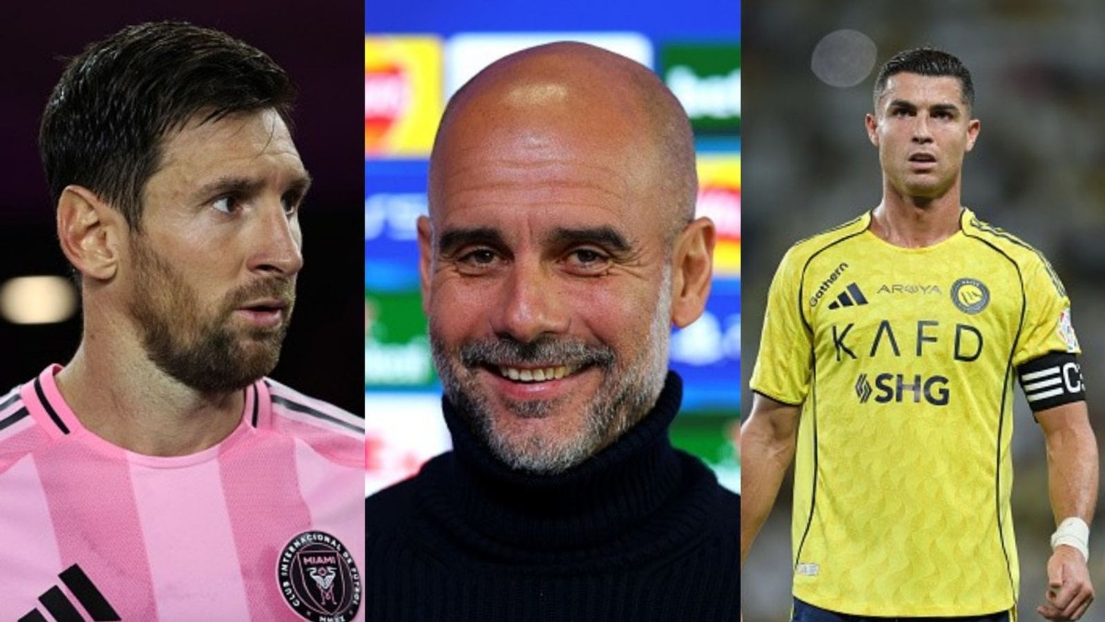 ‘Is on same level as Messi and Cristiano Ronaldo…’ Pep Guardiola compares Manchester City star to football greats Lionel Messi, Cristiano Ronaldo, Pep Guardiola in the frame (Images via Getty)