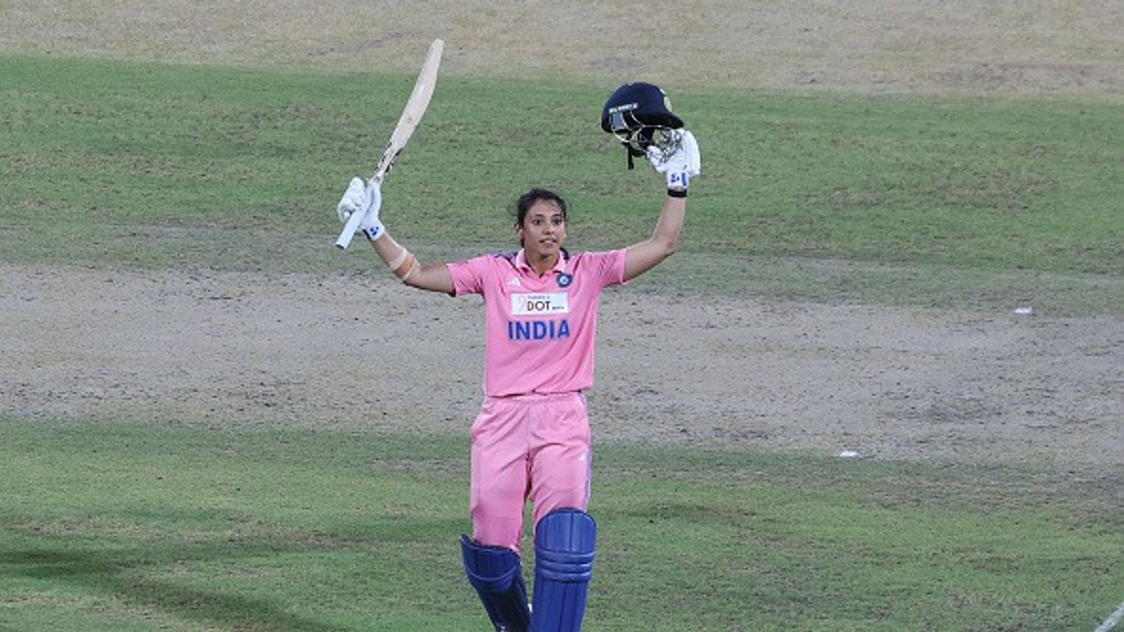 IND-W vs AUS-W: Smiti Mandhana breaks Virat Kohli's historic record, smashing fastest ODI century in Indian cricket history Smriti Mandhana of India celebrates after scoring a hundred during game three of the One Day International series between India and Australia at Arun Jaitley Stadium on September 20, 2025 in Delhi, India.