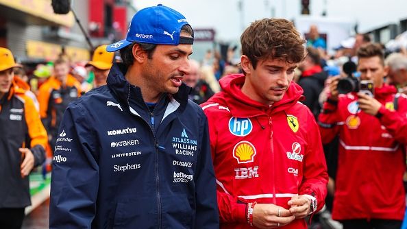 WATCH: Charles Leclerc congratulates Carlos Sainz on maiden William podium in Azerbaijan GP