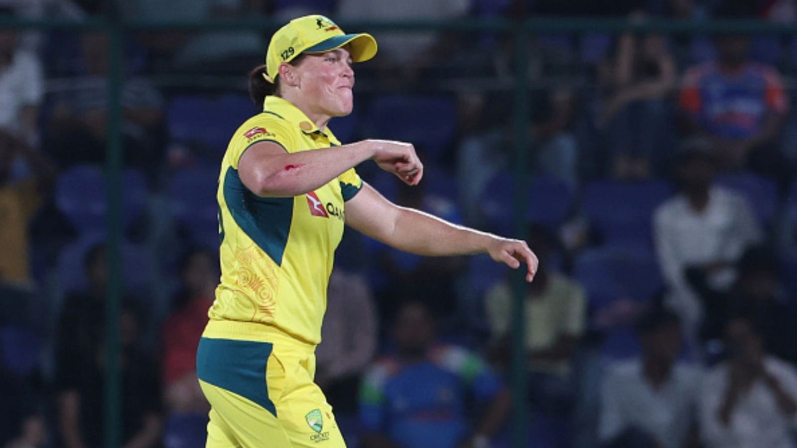 Ended Mandhana's carnage in historic run chase, Australia's star all-rounder ruled out of Women's ODI World Cup 2025, inexperienced player named replacement Grace Harris of Australia celebrates the wicket of Smriti Mandhana of India during game three of the ODI series at Arun Jaitley Stadium on September 20, 2025 in Delhi, India.