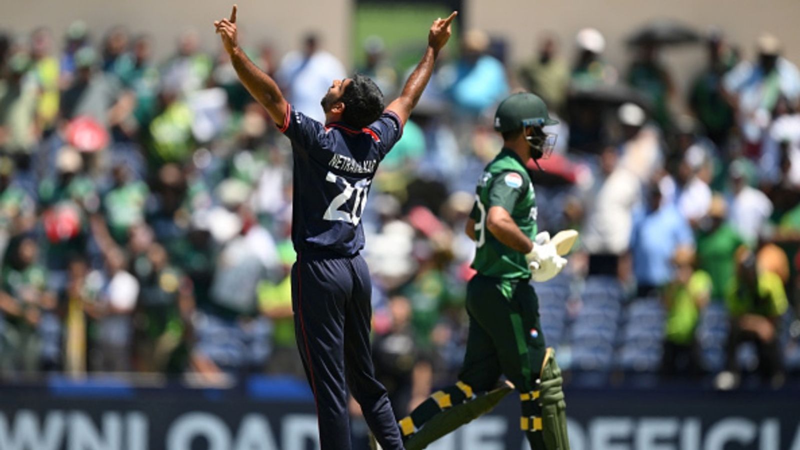 ICC suspends USA Cricket's membership, will they play in T20 World Cup 2026 and LA Olympics 2028? Saurabh Netravalkar of USA celebrates after USA defeat Pakistan in a super over during the ICC Men's T20 World Cup West Indies & USA 2024 match at Grand Prairie Cricket Stadium on June 06, 2024 in Dallas, Texas.