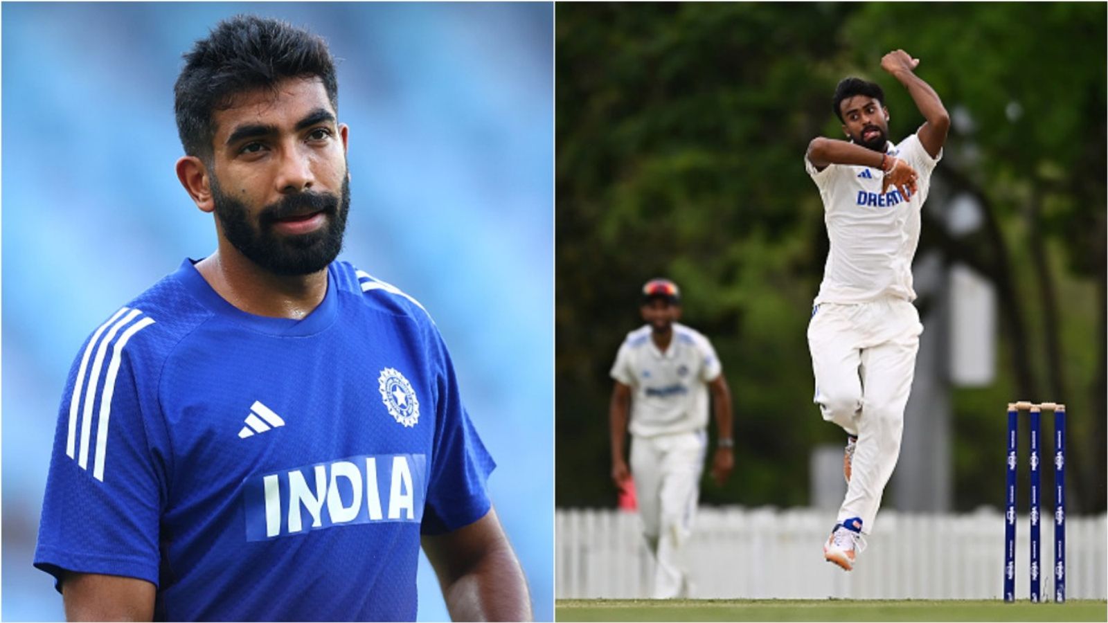 Jasprit Bumrah informs BCCI about his availability for West Indies series, left-arm spinner with fifer vs Australia A may get maiden call-up: Report India pacer Jasprit Bumrah during a training session; Left-arm spinner Manav Suthar in action.
