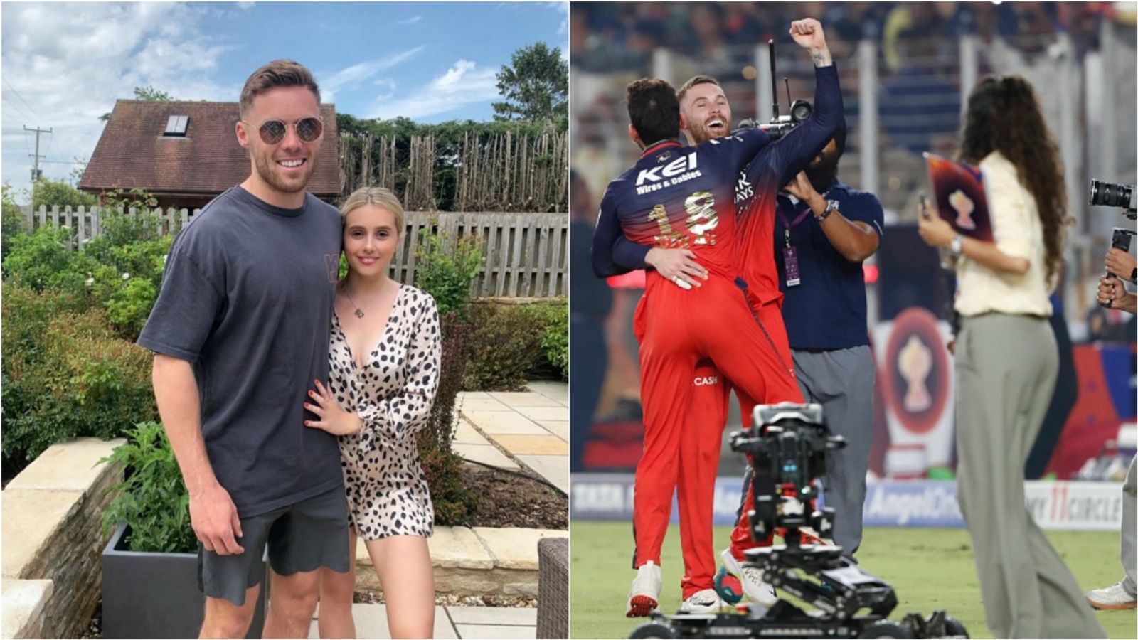 'Abi kicked me out the door, basically': Phil Salt reveals it was his 'selfless' wife's decision to send him to play IPL 2025 final for RCB Phil Salt with his wife Abi McLavin; Virat Kohli hugs RCB teammate after winning IPL 2025.
