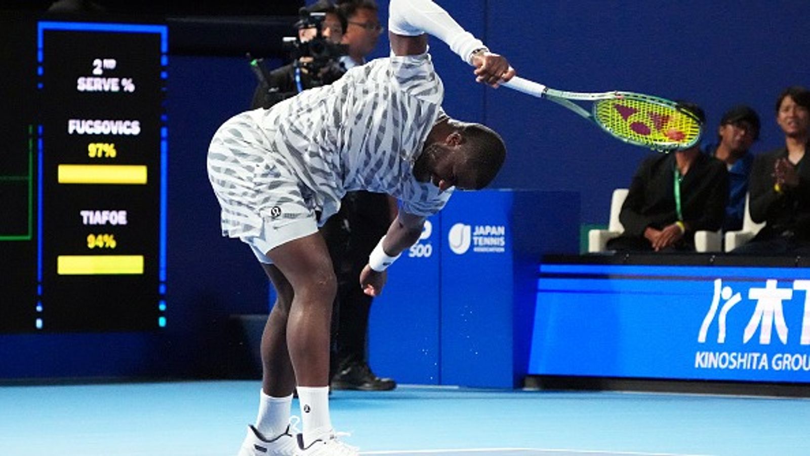 WATCH: Frances Tiafoe smashes racket in frustration following Japan Open first-round upset to Marton Fucsovics Frances Tiafoe in the frame.