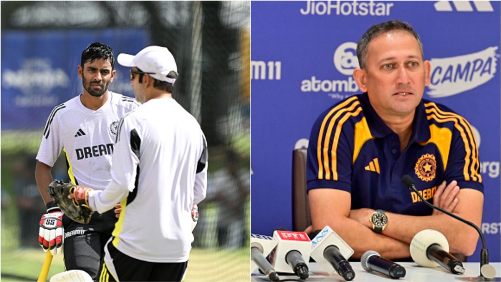 'There's nothing to his story': Ajit Agarkar explains rationale behind dropping Abhimanyu Easwaran from Test squad without giving him a single chance Abhimanyu Easwaran listens to head coach Gautam Gambhir; Chief selector Ajit Agarkar in a press conference.