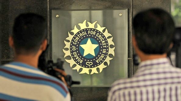 A view of logo of the Board of Control for Cricket in India (BCCI) in this frame