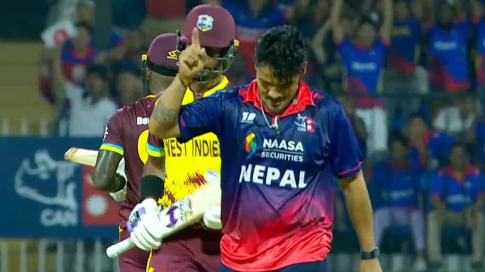 Nepal script history, beat 2-time T20 World Cup champions West Indies by 19 runs Nepal celebrate their win over West Indies.