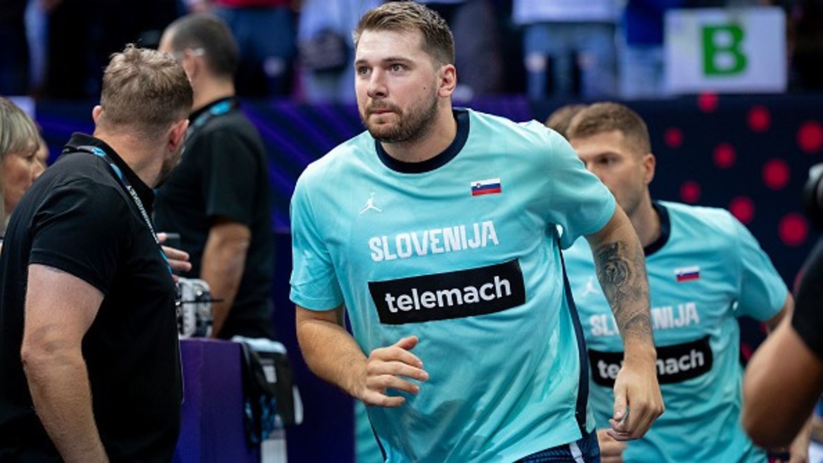 Luka Doncic responds to NFL QB comparison at LA Lakers event Luka Doncic in the frame.