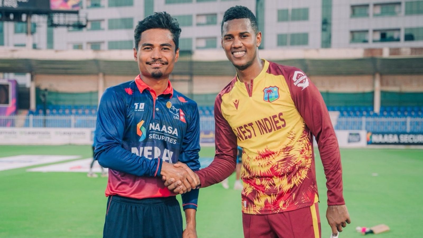 'You need to look in the mirror and ask yourself if you're really international material': Captain Akeal Hosein after West Indies' 90-run loss to Nepal Nepal captain Rohit Paudel and West Indies captain Akeal Hosein pose before the second T20I on September 29.