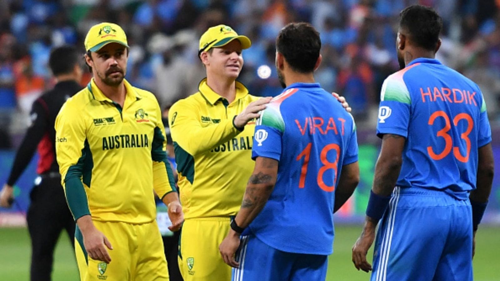 Massive setback for India, Hardik Pandya doubtful for ODI series against Australia after missing T20 Asia Cup 2025 final: Report Australia's captain Steve Smith (2L) greets India's Virat Kohli as Hardik Pandya (R) watches at the end of the ICC Champions Trophy semi-final at the Dubai International Stadium in Dubai on March 4, 2025.
