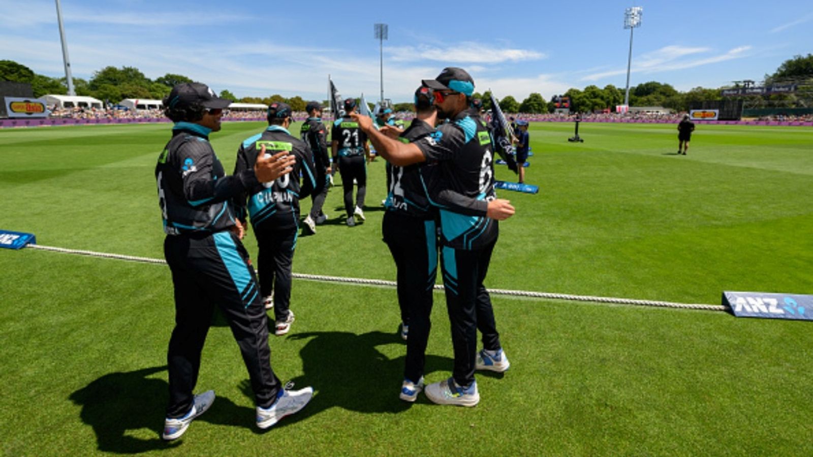 Huge blow to New Zealand as star player ruled out of T20I series vs Australia hours before series opener, 35-year-old all-rounder returns Rachin Ravindra and Ish Sodhi of New Zealand (L-R) react as they walk out prior to game five of the Men's T20I series against Pakistan at Hagley Oval on January 21, 2024 in Christchurch, New Zealand.