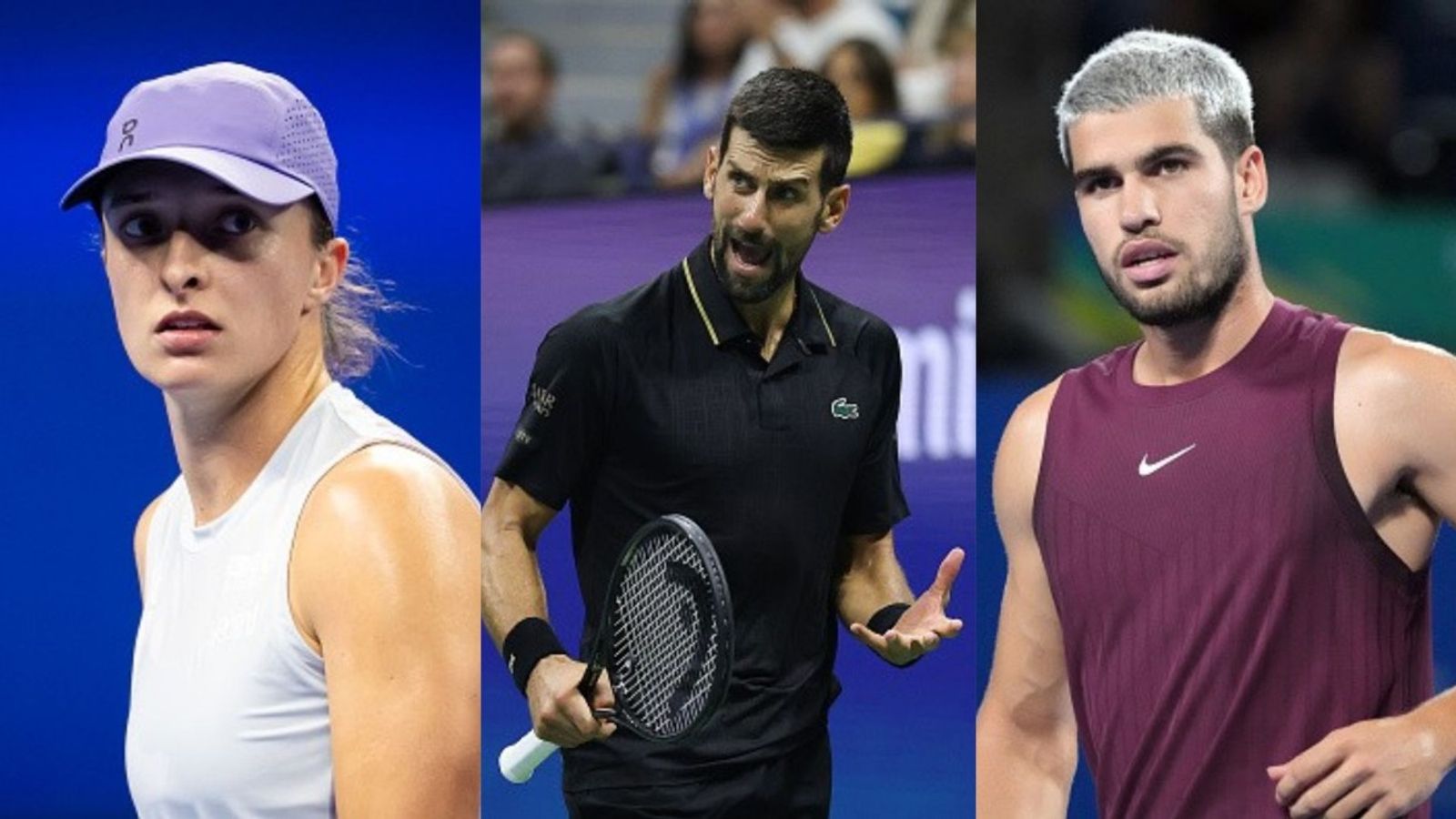 ‘Complaining to media doesn’t…’: Novak Djokovic advises Alcaraz & Swiatek on tennis schedule complaints Iga Swiatek, Novak Djokovic, Carlos Alcaraz in the frame (Images via Getty)