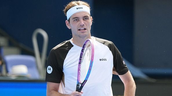 Taylor Fritz of United States celebrates against Sebastian Korda of the United Statesduring the Singles Round of 8 on day five of Kinoshita Group Japan Open at Ariake Colosseum on September 28, 2025 in Tokyo, Japan.