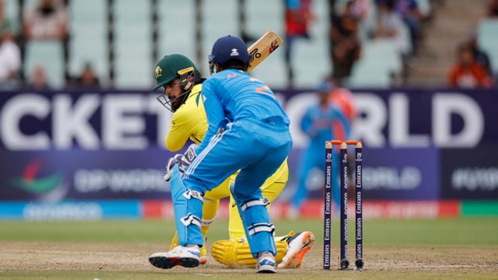Australia's Under-19 World Cup-winner smashes 35 sixes in mayhem-filled 314, joins elite list Australia's Harjas Singh (L) plays a shot as India's wicketkeeper Aravelly Avanish (R) reacts during the Under-19 World Cup final between India and Australia at Willowmoore Park in Benoni on February 11, 2024.